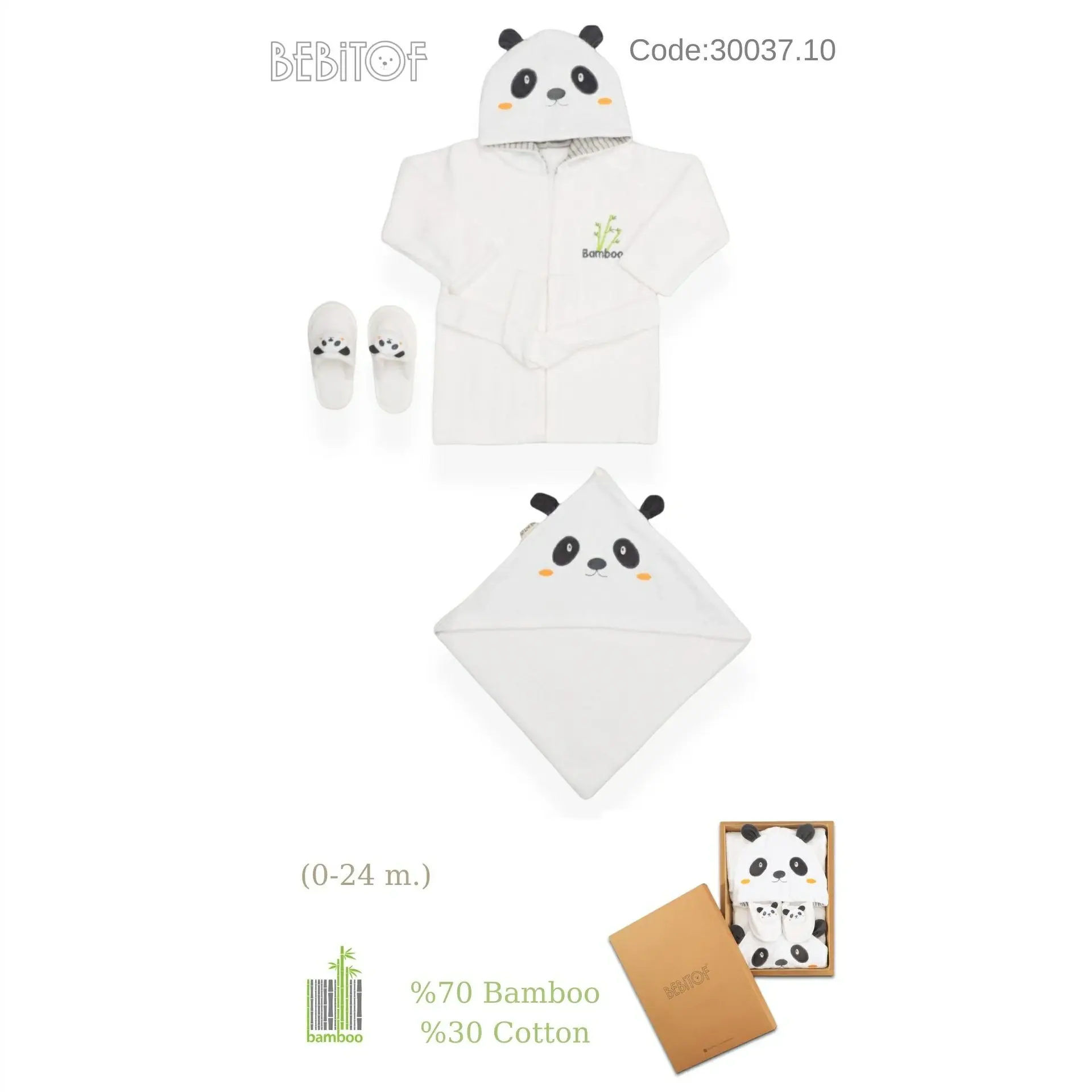 BORNOZ SETİ PANDA BEYAZ